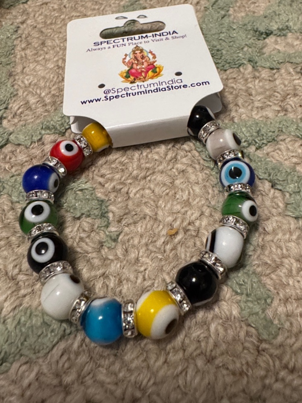 Glass bead elastic evil eye protection bracelet